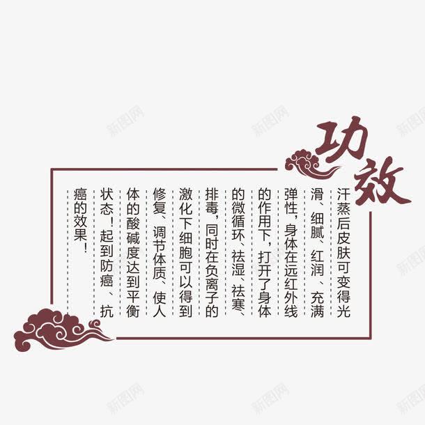 汗蒸功效png免抠素材_新图网 https://ixintu.com 卡通 文字 汗蒸养生 汗蒸说明 祥云