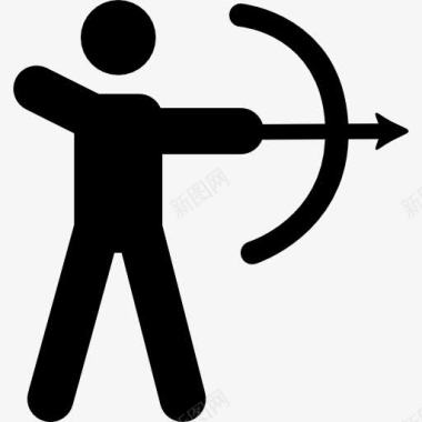 猎人打猎用的弓和箭图标图标