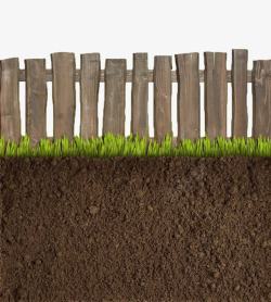 土壤剖面篱笆草地土壤高清图片