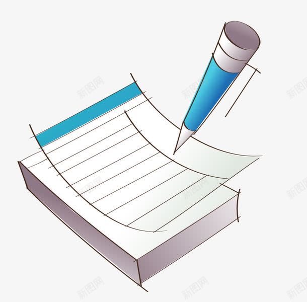 卡通纸和笔png免抠素材_新图网 https://ixintu.com 信纸 写信 写字 学习用品 笔 纸张