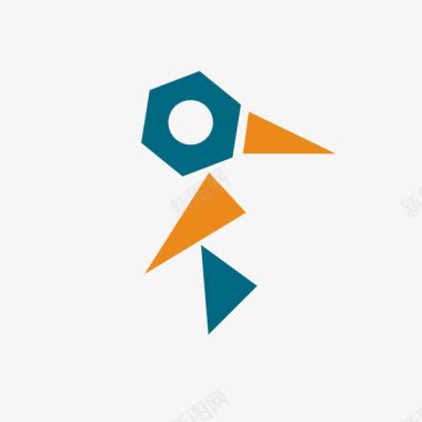 几何色块啄木鸟logo图标图标