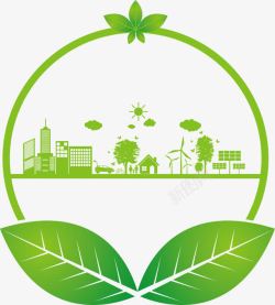 城市环境保护绿叶与环保城市高清图片