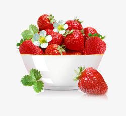 清新红色一碗奶油草莓素材