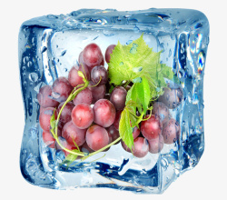 冰块创意红葡萄素材