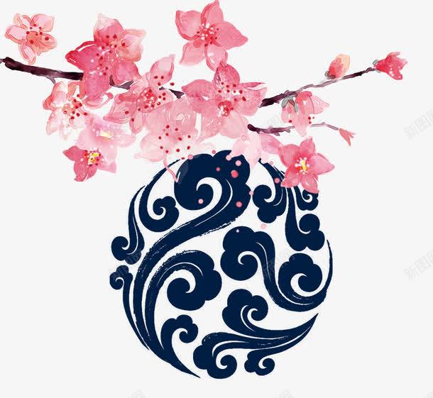 水墨桃花png免抠素材_新图网 https://ixintu.com 传统 古典 桃花 祥云