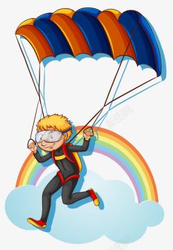 滑翔飞机卡通滑翔云朵彩虹高清图片