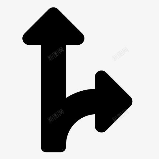 直走和右转弯标志图标png_新图网 https://ixintu.com 分叉 分叉路 分叉路口 箭头