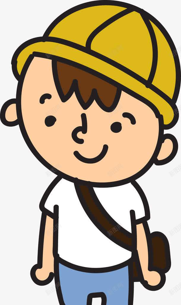 com 儿童 卡通手绘 去上学 可爱 学生 小学生 小朋友 小男孩 小黄帽