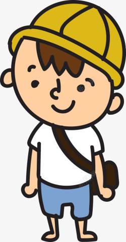 小朋友去上学戴小黄帽的日本小学生高清图片