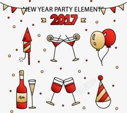 红酒干杯新年派对元素高清图片