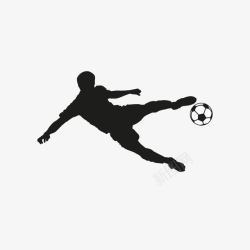 足球射门剪影足球运动员踢球剪影矢量图高清图片