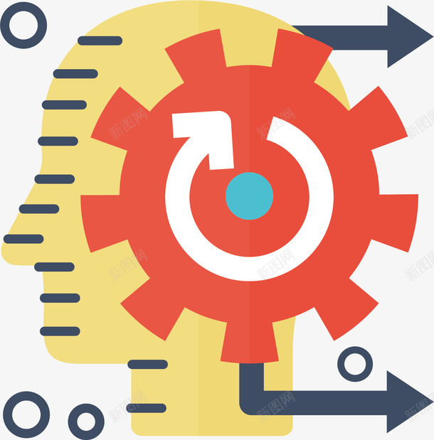 大脑的运转矢量图ai免抠素材_新图网 https://ixintu.com 人脑 圆圈 旋转 箭头 红色 聪明 齿轮 矢量图