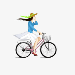 矢量兜风骑着自行车兜风的女郎高清图片