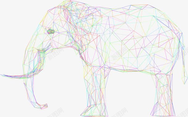 几何线条大象png免抠素材_新图网 https://ixintu.com 几何 大象 抽象 线条 装饰