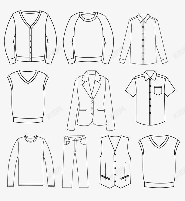 衣服线条图png免抠素材_新图网 https://ixintu.com 测量 简笔 线条 衣服