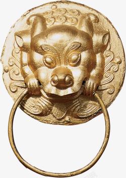 中式铜制兽首门扣素材