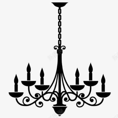手绘欧式蜡烛复古吊灯矢量图图标图标