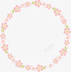 粉色清新春季花环素材