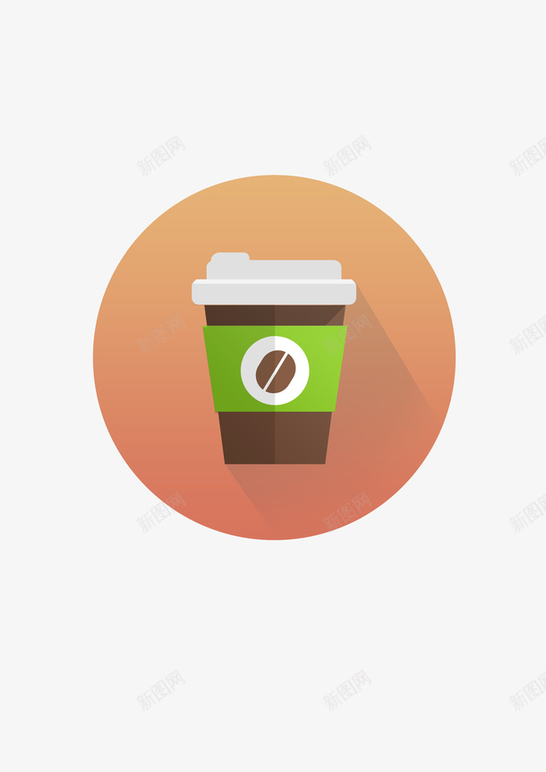 咖啡标志psd免抠素材_新图网 https://ixintu.com 咖啡杯 园标 圆形 标志矢量图 渐变 红色 绿色
