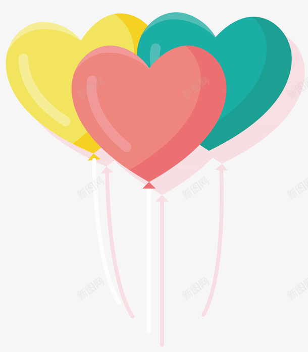 三个不同颜色的气球png免抠素材_新图网 https://ixintu.com 三个不同颜色 卡通 心 心形 心形气球 气球 爱心