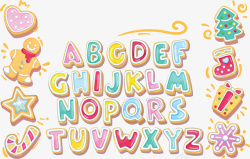 饼干字母C可爱卡通彩色英文字母矢量图高清图片