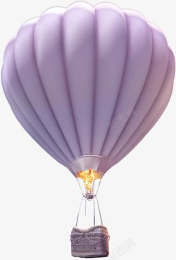 紫色多层创意卡通热气球素材