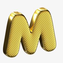 3M金色金属质感立体艺术字母M高清图片