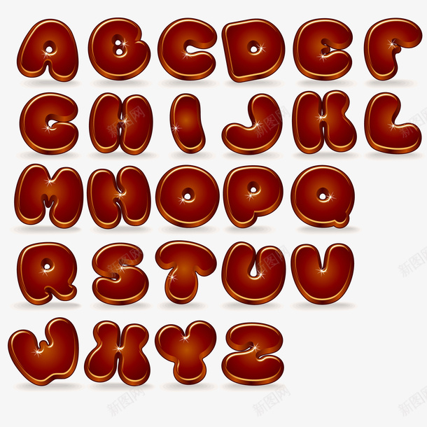 可爱的卡通字母png免抠素材_新图网 https://ixintu.com 二十六个字母 卡通 字体设计 字母 巧克力字体