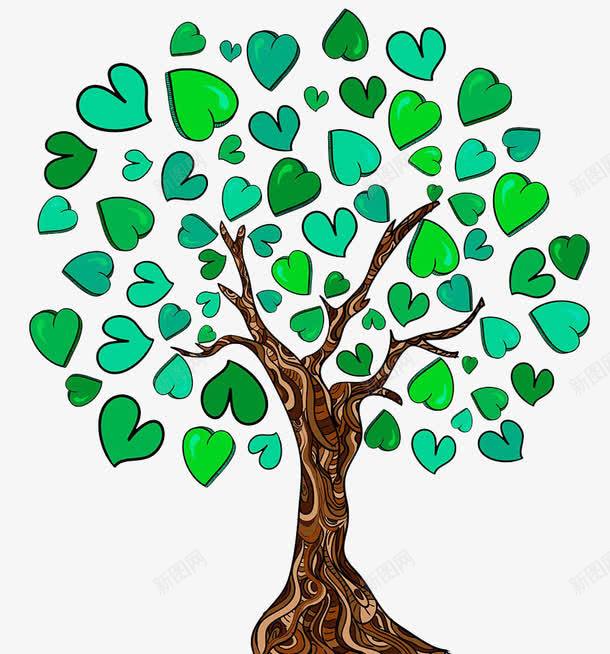 树木png免抠素材_新图网 https://ixintu.com 一棵树 亲情树 心形叶子 指纹树 暖色 爱心树 签到 绿色