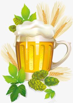 啤酒花小麦夏日啤酒高清图片