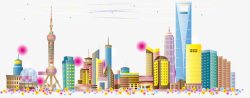 东方文化卡通彩色上海城市矢量图高清图片