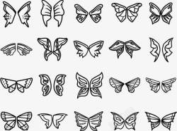 昆虫图标手绘线条蝴蝶图标高清图片