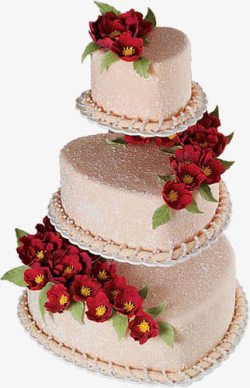 蛋糕多层多层红花生日蛋糕高清图片
