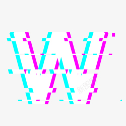 W型彩色logo抖音风格英文字母W高清图片