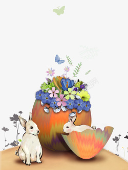 复活节花朵小清新复活节狂欢海报插画高清图片