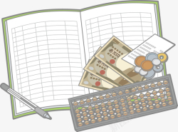 方便记账本记账本和金钱算盘图高清图片