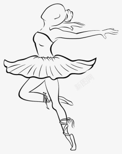 穿着裙子跳舞手绘黑色芭蕾女孩高清图片