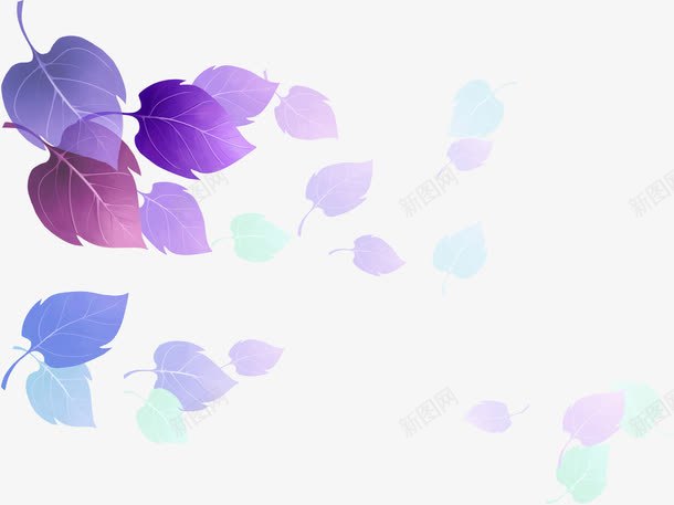 紫色渐变梦幻树叶png免抠素材_新图网 https://ixintu.com 树叶 梦幻 渐变 紫色