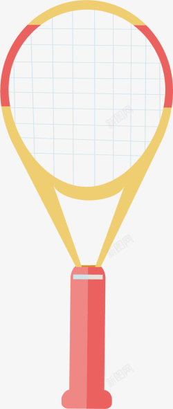 水彩卡通网球拍矢量图素材