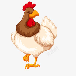 农场公鸡可爱的手绘大公鸡矢量图高清图片