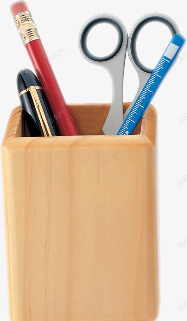 木质笔筒png免抠素材_新图网 https://ixintu.com PNG元素 免费下载 剪刀 文具 钢笔 铅笔