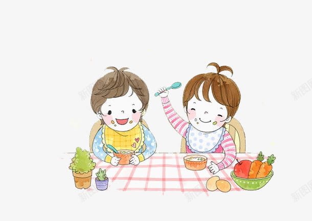 开心的小孩png免抠素材_新图网 https://ixintu.com 卡通 吃饭中 嚼东西 宝宝吃东西 开心 背景