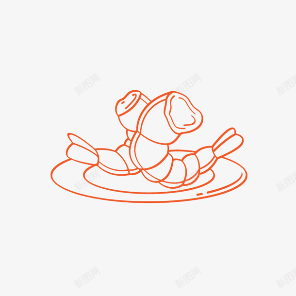 美味的虾肉手绘图png免抠素材_新图网 https://ixintu.com 大虾 手绘图 海鲜 简笔 线条 美味的 虾肉