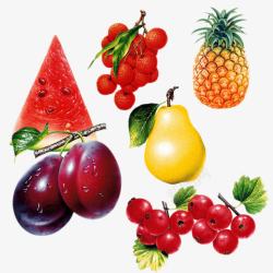 红色的梨卡通手绘水果集合高清图片