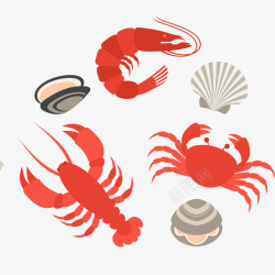 贝壳设计手绘海鲜食物矢量图高清图片