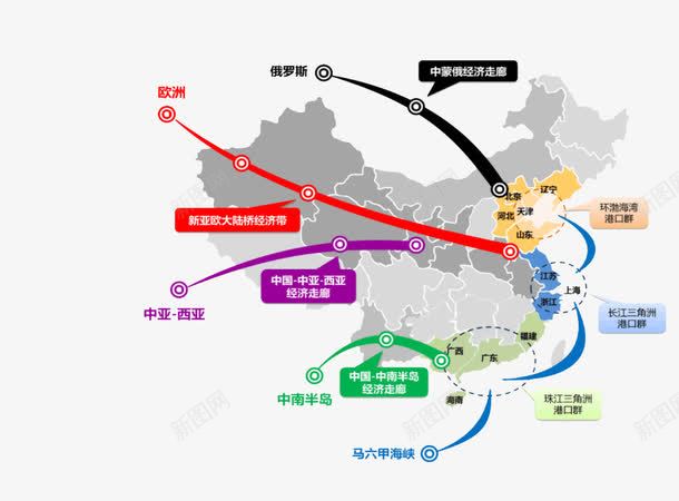 一路一带中国线路图png免抠素材_新图网 https://ixintu.com 一带一路 一带一路素材 一带一路路线路图 一路一带海报 丝绸之路相关素材 合作共赢 经济发展战略