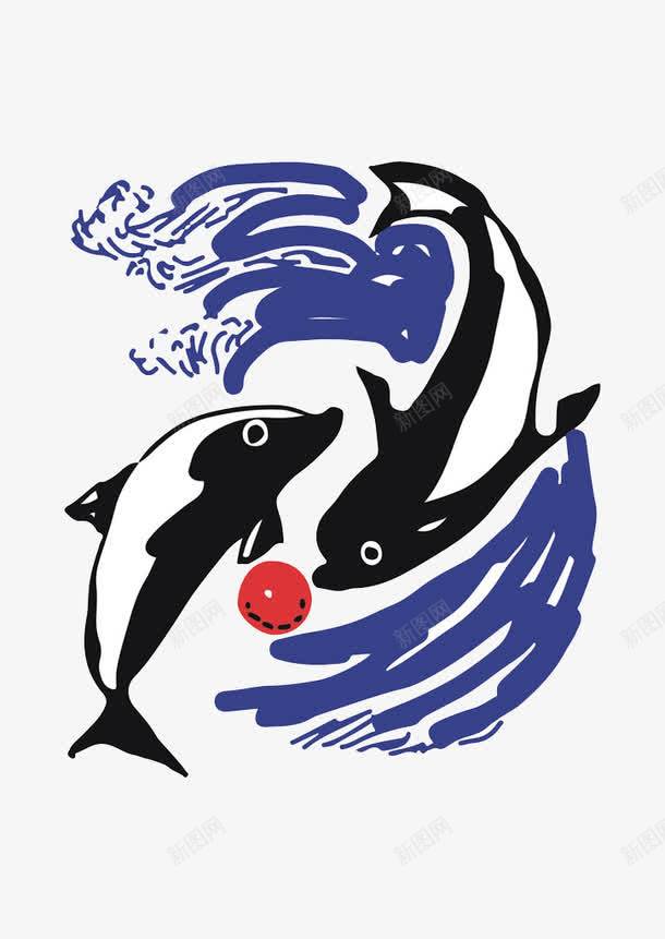 水彩海豚png免抠素材_新图网 https://ixintu.com 动物 尾巴 手绘 水彩 海水 海洋生物 海豚 皮球 鱼鳍