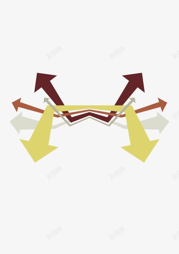多方位箭头png免抠素材_新图网 https://ixintu.com 多方面 失量 指标 黄