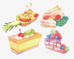 水果集合素材手绘蛋糕集合高清图片