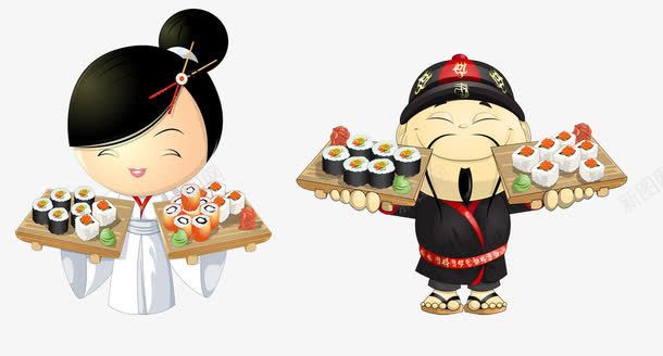 日本寿司png免抠素材_新图网 https://ixintu.com 卡通人物美食 寿司 日式点心 饭团